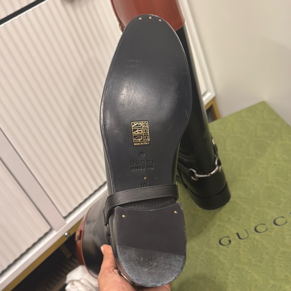 Gucci Black and Brown Two-Tone Leather Riding Boots - Men - Picture 6 of 6